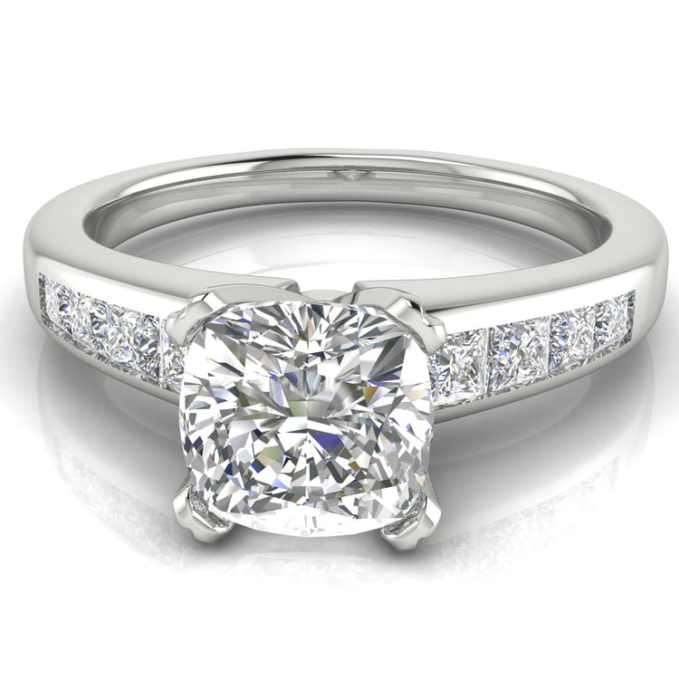Princess Channel Set Cushion Cut  Engagement Ring | Moissanite | Lab Grown Diamond