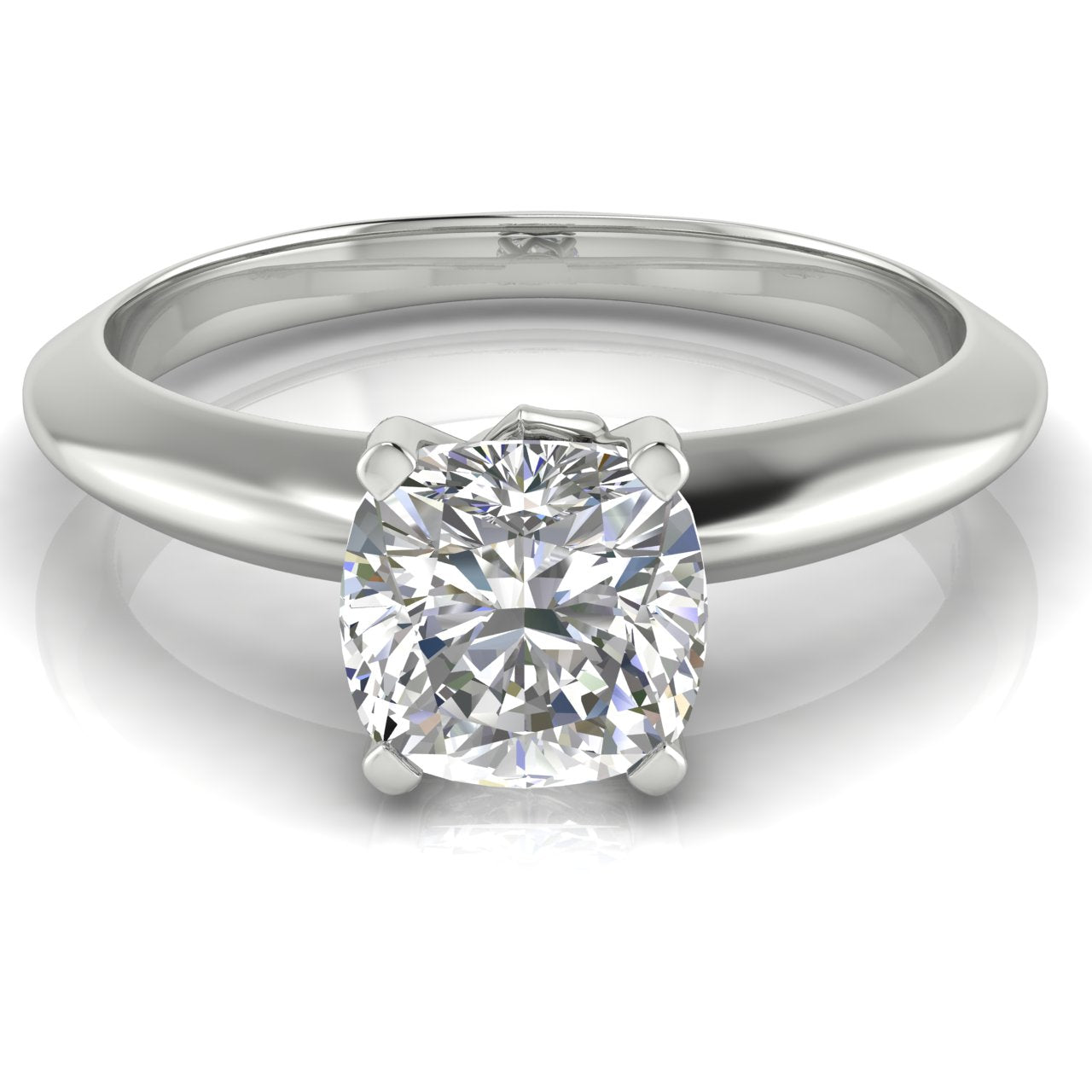 Tulip Prong Cushion Cut Lab Diamond Engagement Ring