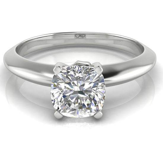 Tulip Prong Cushion Cut Lab Diamond Engagement Ring