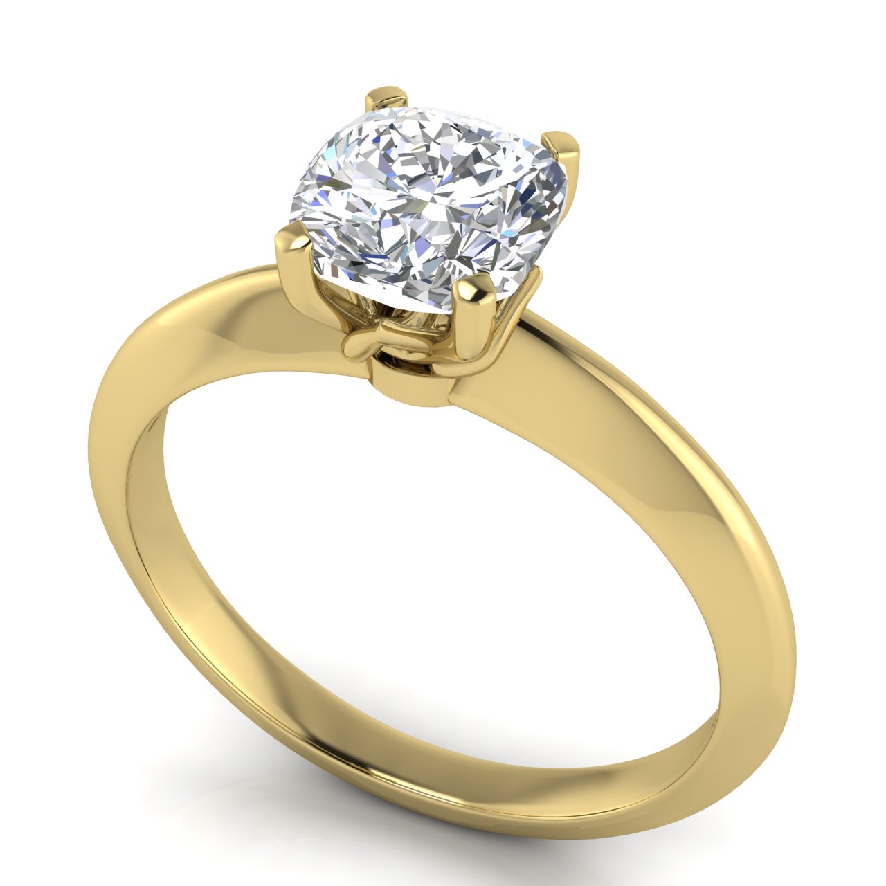 Tulip Prong Cushion Cut Lab Diamond Engagement Ring
