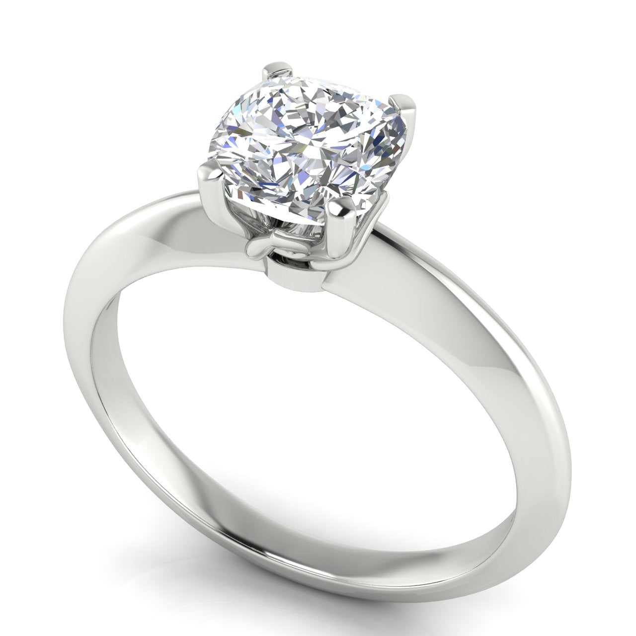 Tulip Prong Cushion Cut Lab Diamond Engagement Ring