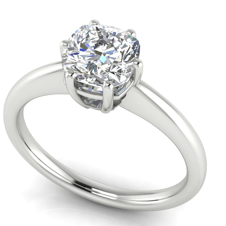 6 Prong Basket Floating Cushion Cut Moissanite Engagement Ring