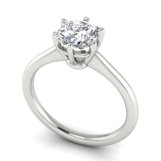 6 Prong Floating Cushion Cut Lab Diamond Engagement Ring