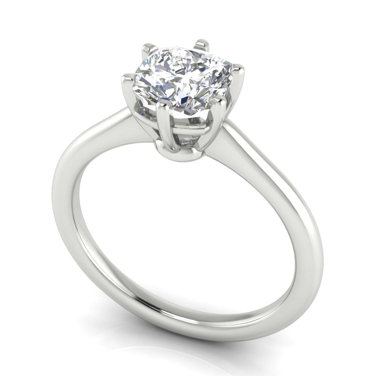 6 Prong Floating Cushion Cut Lab Diamond Engagement Ring