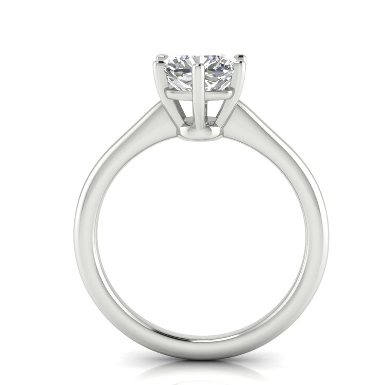 6 Prong Floating Cushion Cut Lab Diamond Engagement Ring