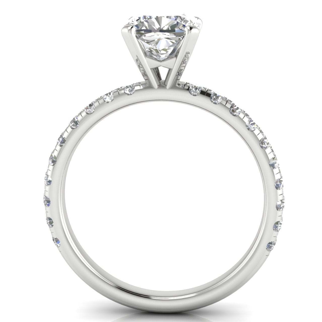 Classic Pave Cushion Cut Moissanite Engagement Ring