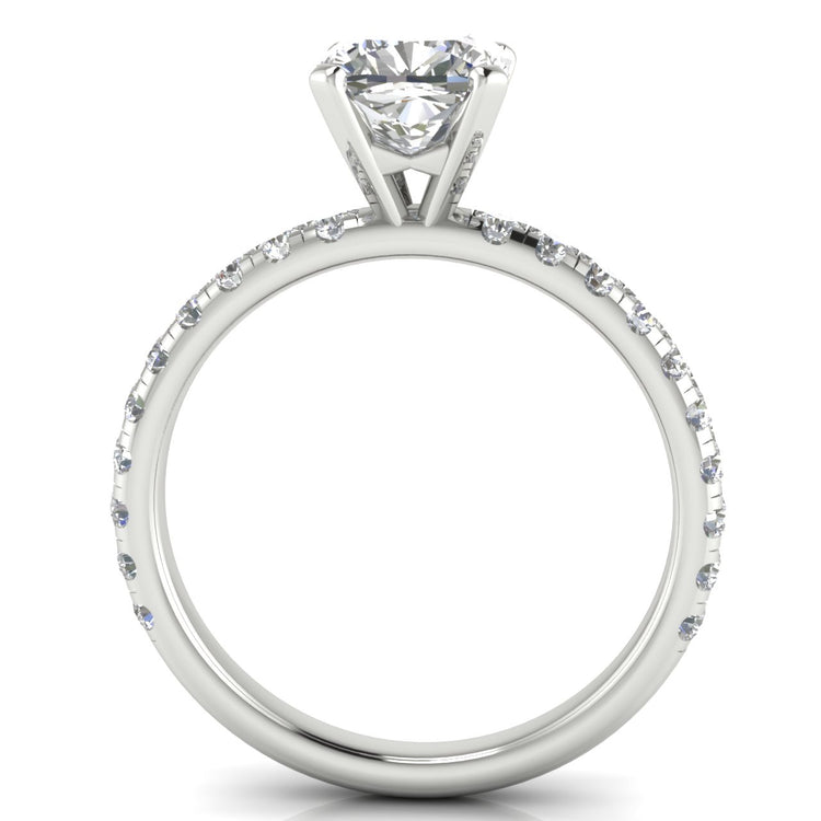 Classic Pave Cushion Cut Moissanite Engagement Ring
