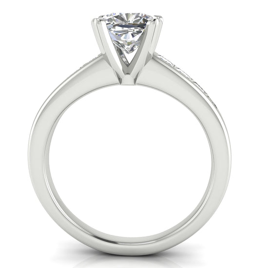 Princess Channel Set Cushion Cut Moissanite Engagement Ring