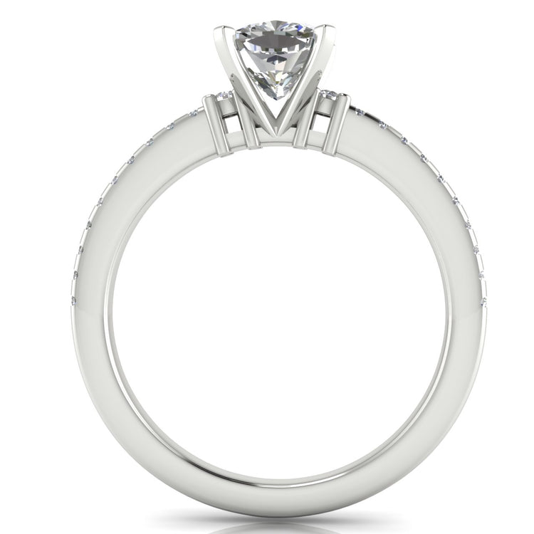 Floating Shoulder Cushion Cut Moissanite Engagement Ring