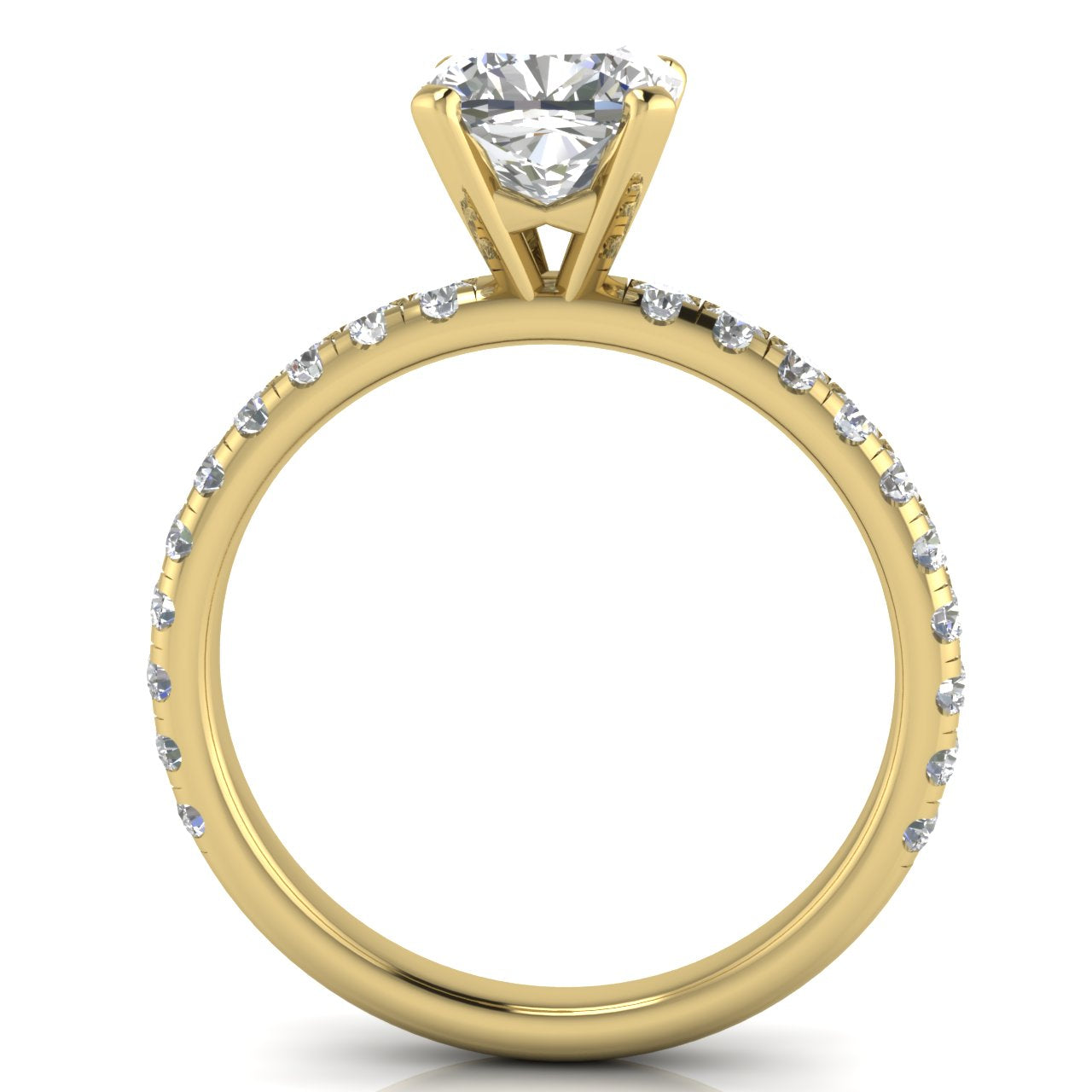 Classic Pave Cushion Cut Moissanite Engagement Ring