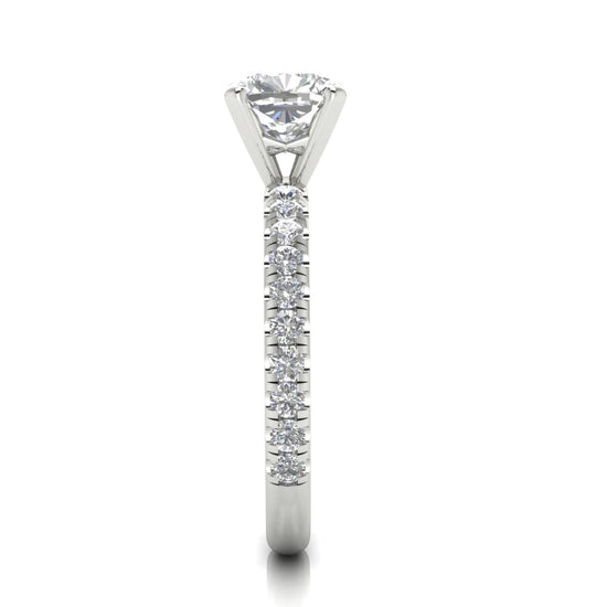 Classic Pave Cushion Cut Moissanite Engagement Ring