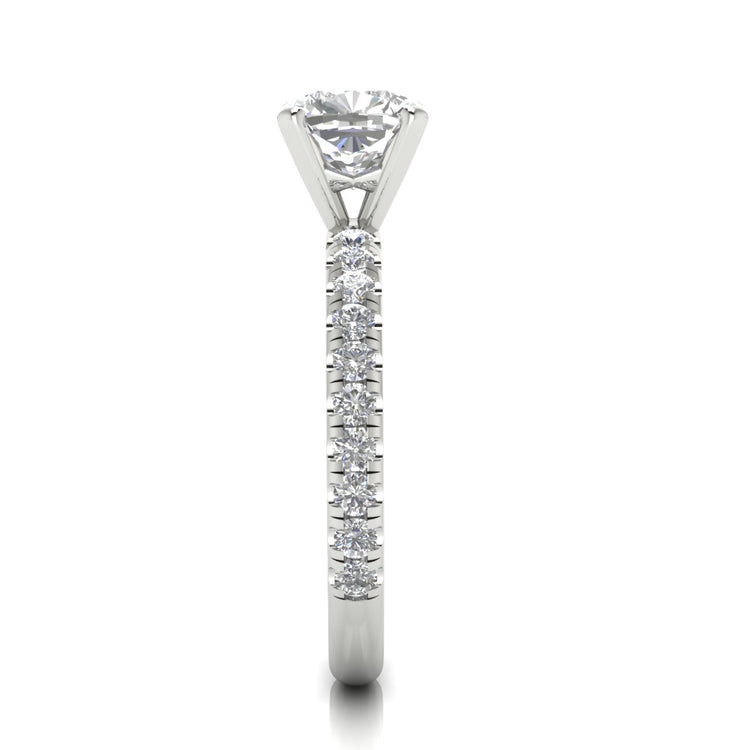 Classic Pave Cushion Cut Moissanite Engagement Ring