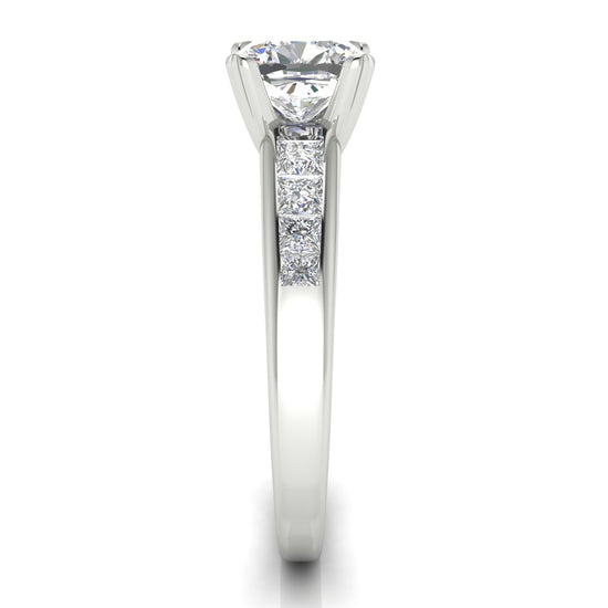Princess Channel Set Cushion Cut Moissanite Engagement Ring