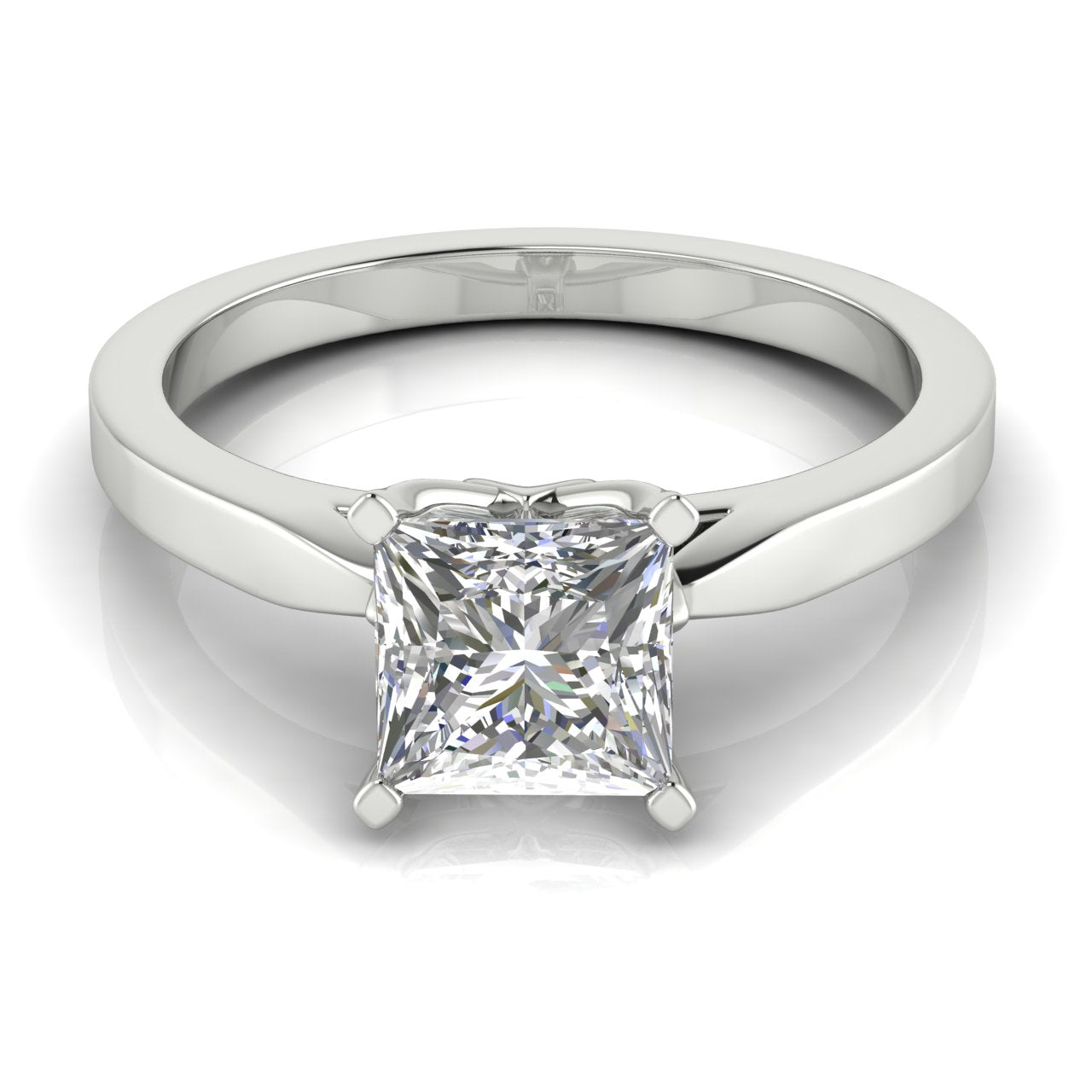Tulip Basket Princess Cut Lab Diamond Engagement Ring
