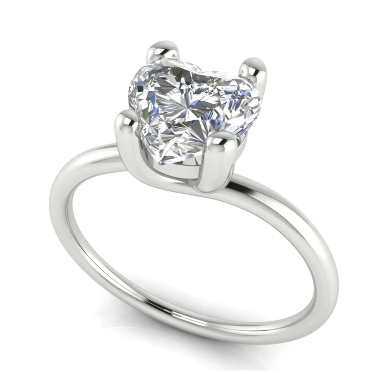 Classic Crossover Heart Shaped Lab Diamond Engagement Ring