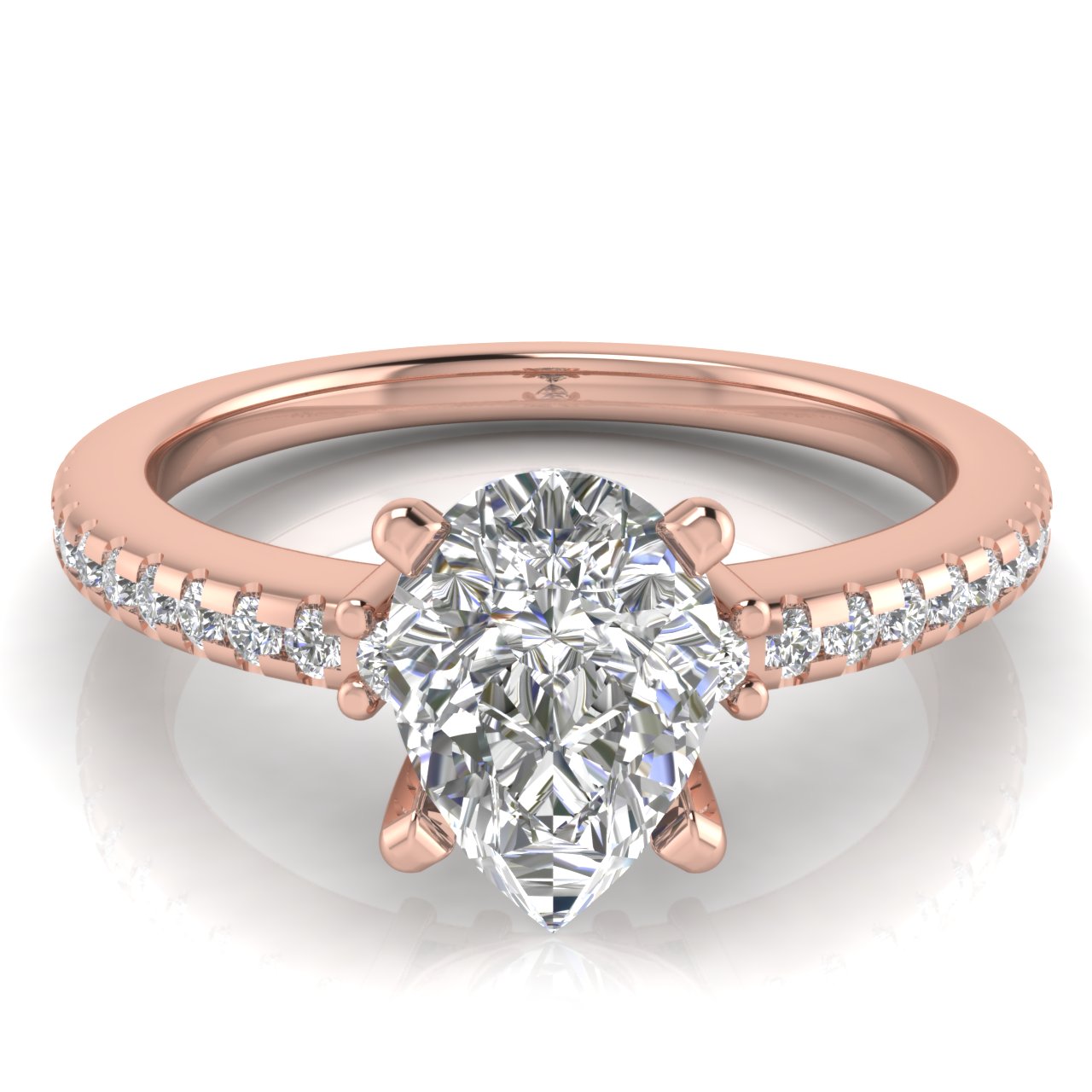 Floating Shoulder Pear Shaped Moissanite Engagement Ring