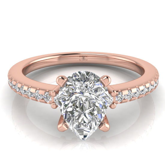Floating Shoulder Pear Shaped Moissanite Engagement Ring