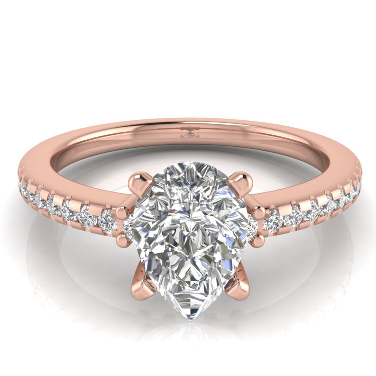 Floating Shoulder Pear Shaped Moissanite Engagement Ring