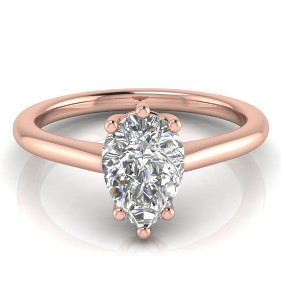 6 Prong Floating Pear Shaped Lab Diamond Engagement Ring