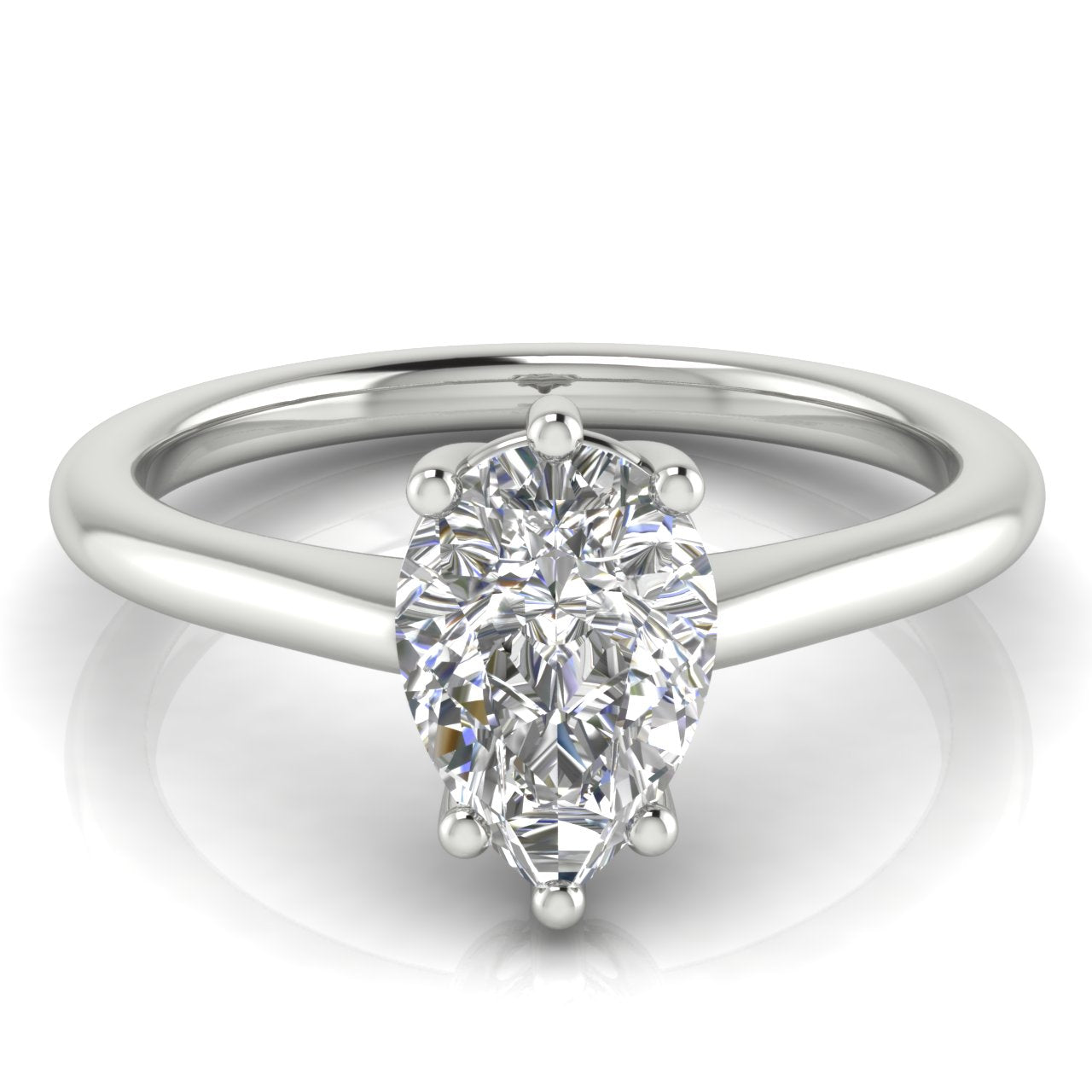 6 Prong Floating Pear Shaped Lab Diamond Engagement Ring
