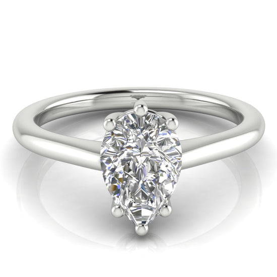 6 Prong Floating Pear Shaped Lab Diamond Engagement Ring