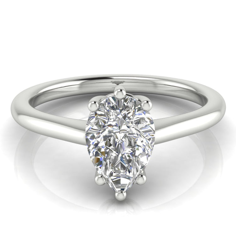 6 Prong Floating Pear Shaped Lab Diamond Engagement Ring