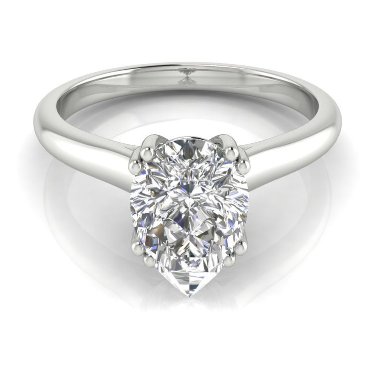 Double Prong Pear Shaped Engagement Ring | Moissanite | Lab Grown Diamond
