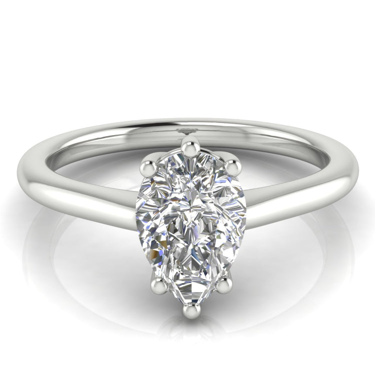 6 Prong Floating Pear shaped Engagement Ring | Moissanite | Lab Grown Diamond