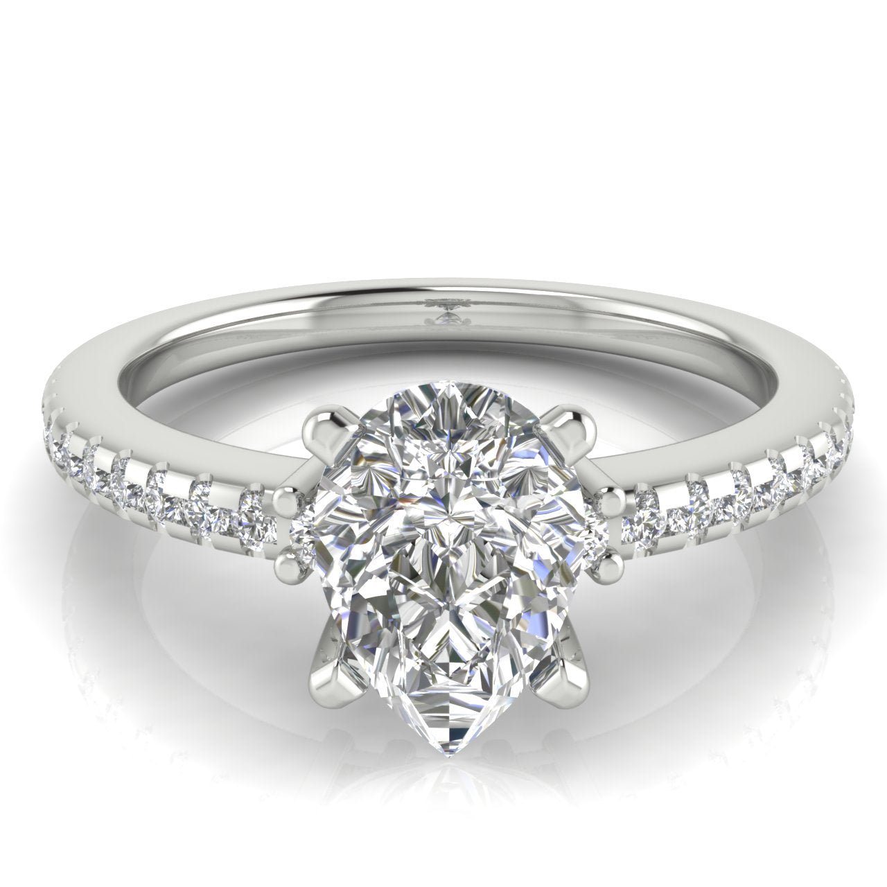 Floating Shoulder Pear Shaped Moissanite Engagement Ring