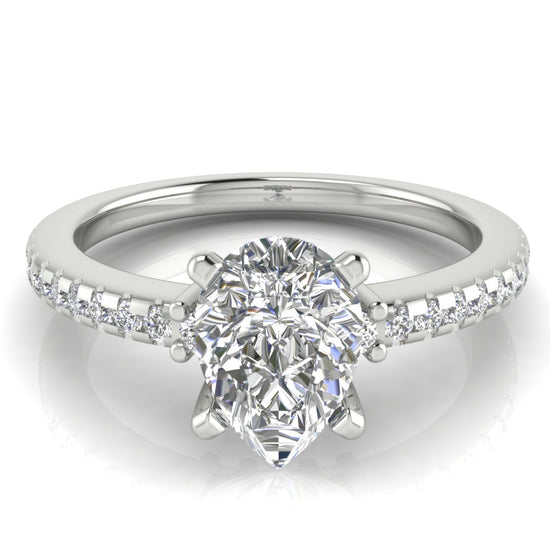 Floating Shoulder Pear Shaped Moissanite Engagement Ring