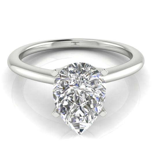 Tulip Set Pear Shaped Engagement Ring | Moissanite | Lab Grown Diamond