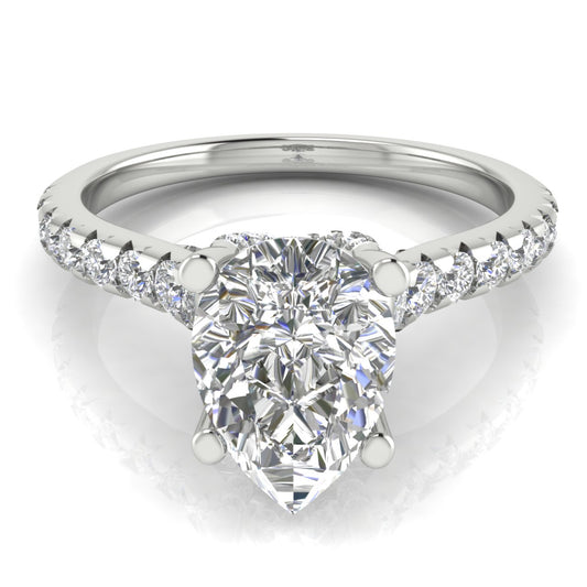 Bridge Pave Pear Shaped Engagement Ring | Moissanite | Lab Grown Diamond