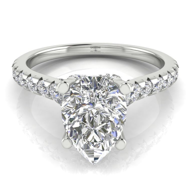 Bridge Pave Pear Shaped  Engagement Ring | Moissanite | Lab Grown Diamond