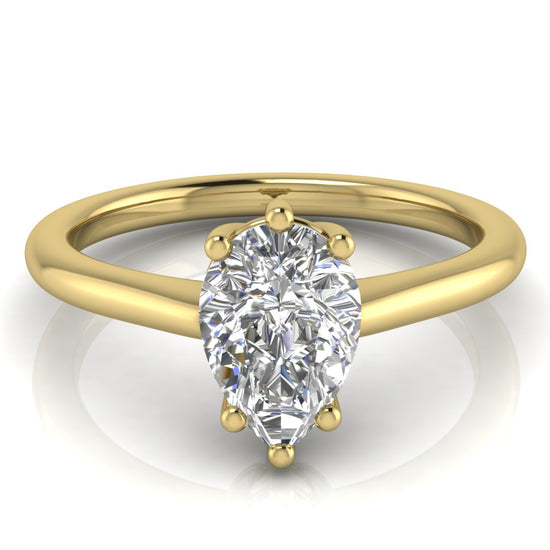 6 Prong Floating Pear Shaped Lab Diamond Engagement Ring