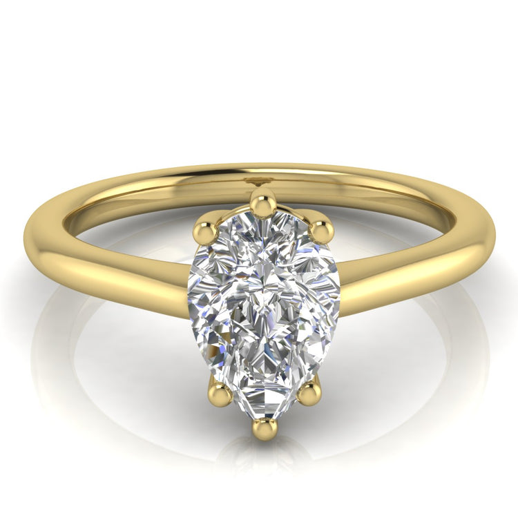 6 Prong Floating Pear Shaped Lab Diamond Engagement Ring