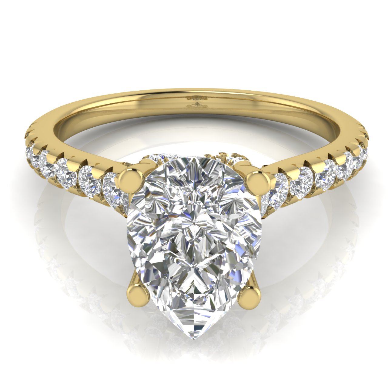 Bridge Pave Pear Shaped Moissanite Engagement Ring
