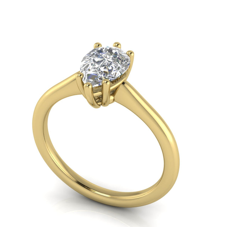 6 Prong Floating Pear Shaped Lab Diamond Engagement Ring
