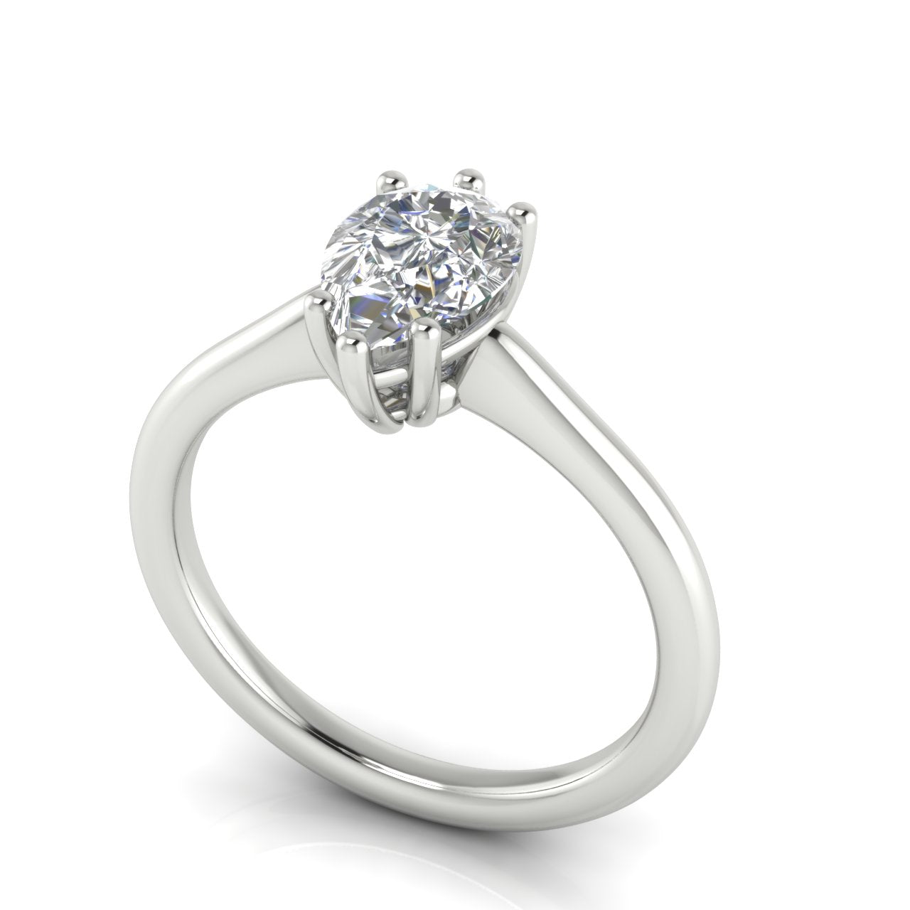 6 Prong Floating Pear Shaped Lab Diamond Engagement Ring