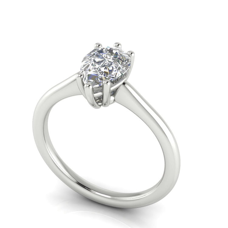 6 Prong Floating Pear Shaped Lab Diamond Engagement Ring