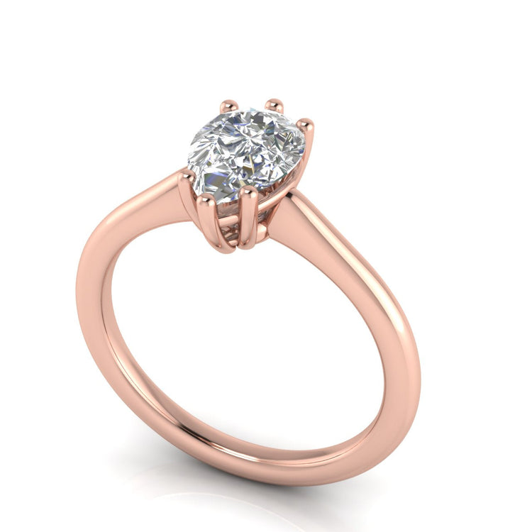 6 Prong Floating Pear Shaped Lab Diamond Engagement Ring