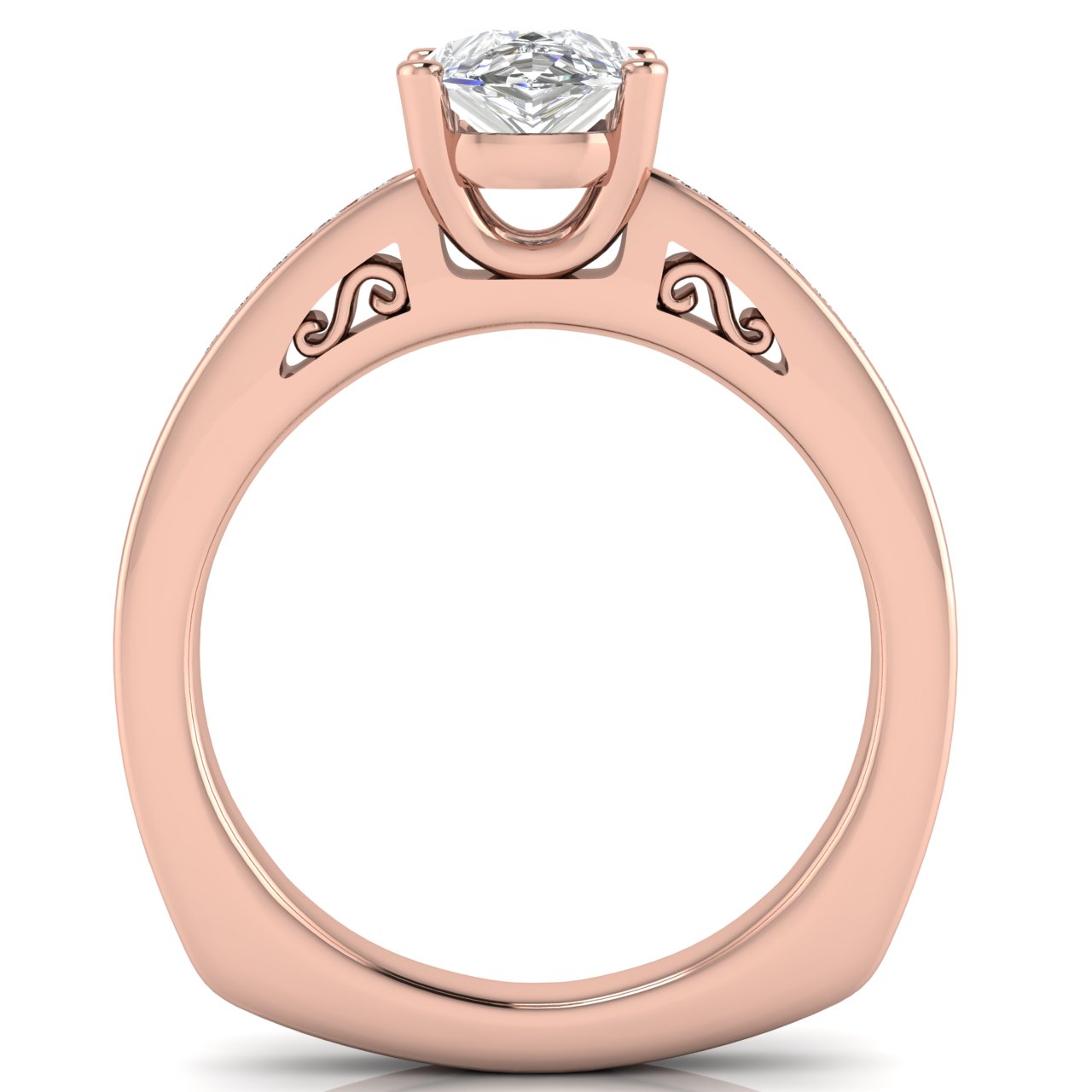 Euro Channel Set Pear Shaped Lab Diamond Engagement Ring