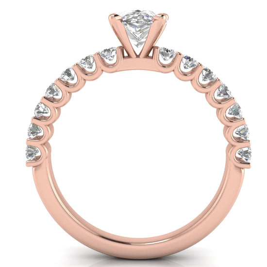 U Prong Pave Pear Shaped Moissanite Engagement Ring