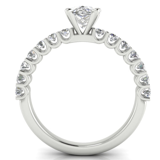U Prong Pave Pear Shaped Moissanite Engagement Ring