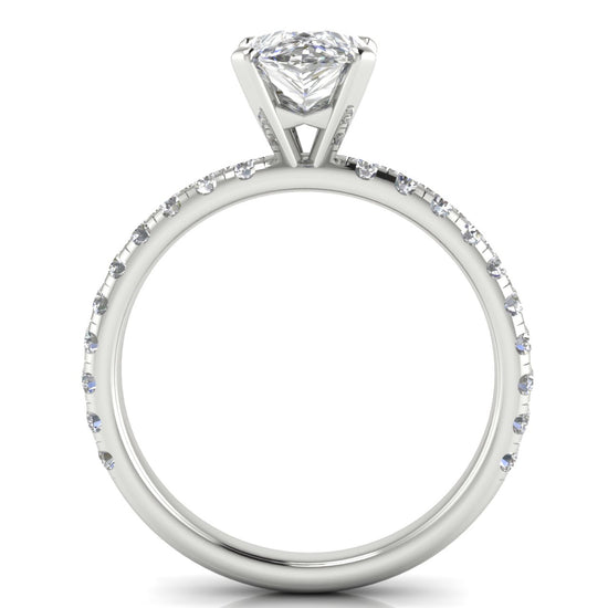 Classic Pave Pear Shaped Moissanite Engagement Ring