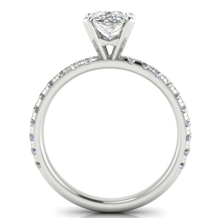 Classic Pave Pear Shaped Moissanite Engagement Ring