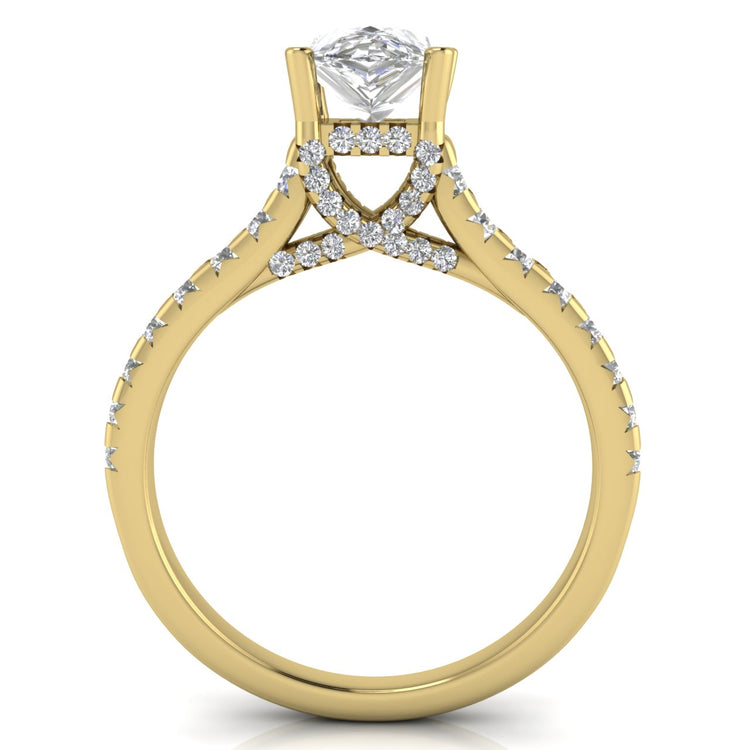 Bridge Pave Pear Shaped Moissanite Engagement Ring