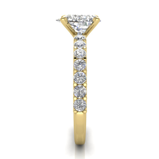 U Prong Pave Pear Shaped Moissanite Engagement Ring