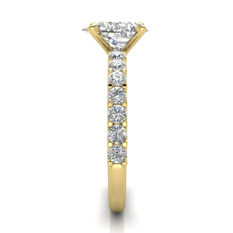 U Prong Pave Pear Shaped Moissanite Engagement Ring