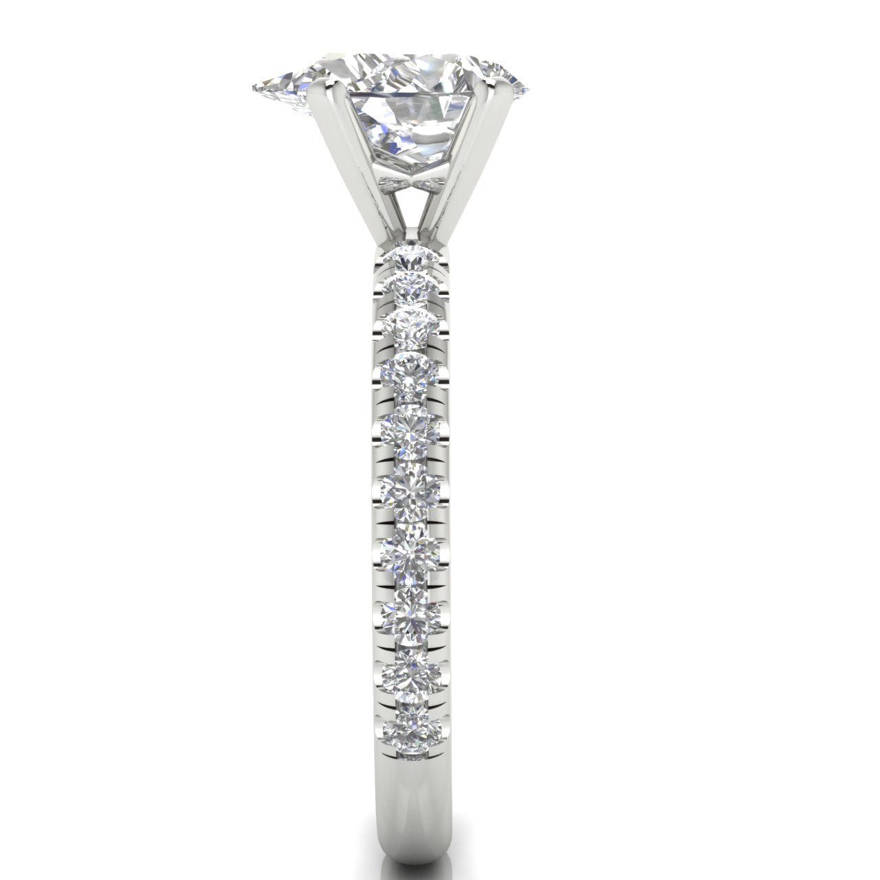 Classic Pave Pear Shaped Moissanite Engagement Ring