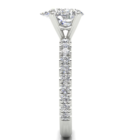 Classic Pave Pear Shaped Moissanite Engagement Ring